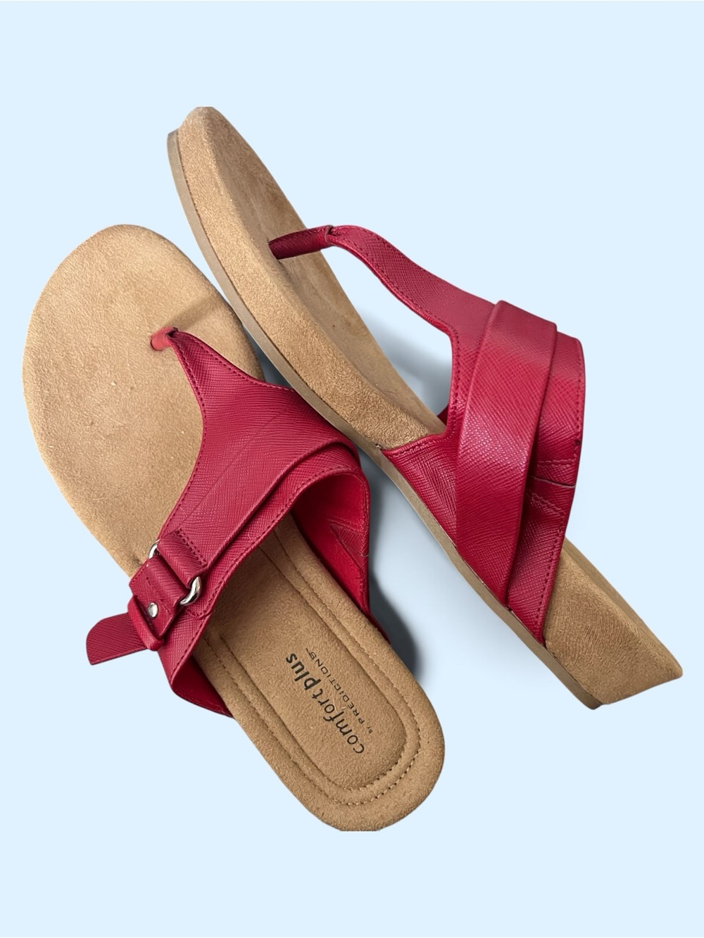 Comfort Plus Women's Red Thong Comfort Plus Sandals Size 9